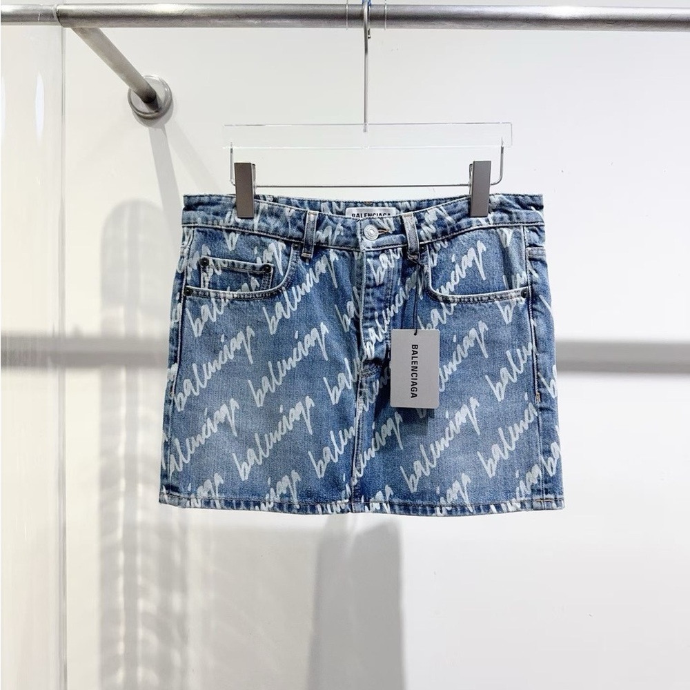 Authentic Balenciaga Light Blue Denim with Logo Detail